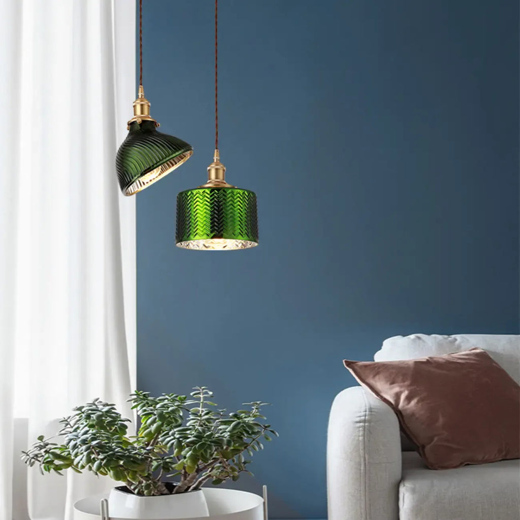Suspension moderne en verre vert, réglable, pour cuisine/salle à manger