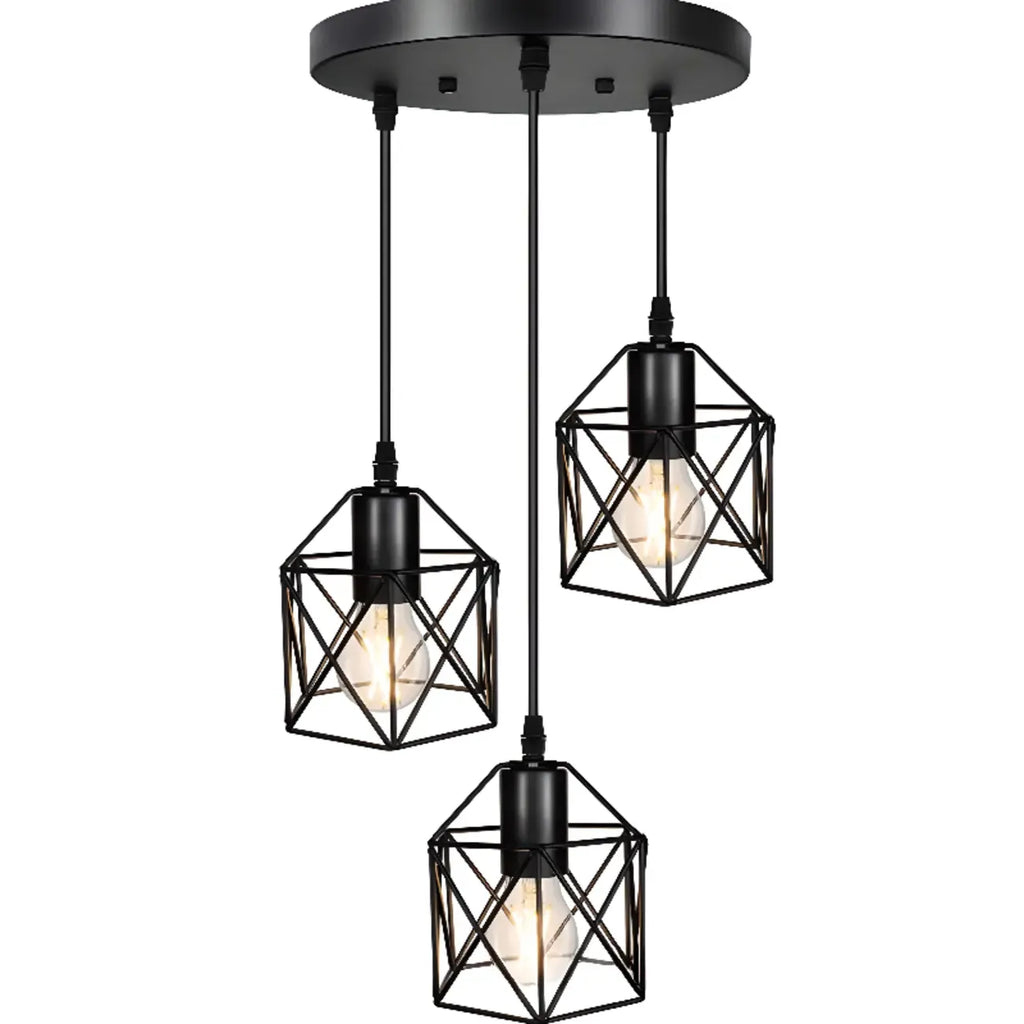 Suspension industrielle noire à 1/3 lumière pour îlot de cuisine