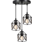 Suspension industrielle noire à 1/3 lumière pour îlot de cuisine