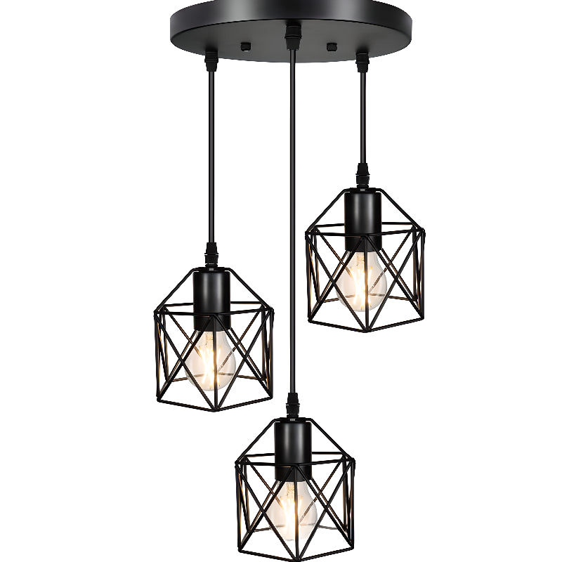Suspension industrielle noire à 1/3 lumière pour îlot de cuisine