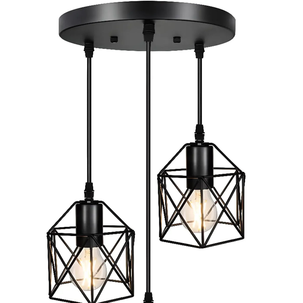 Suspension industrielle noire à 1/3 lumière pour îlot de cuisine