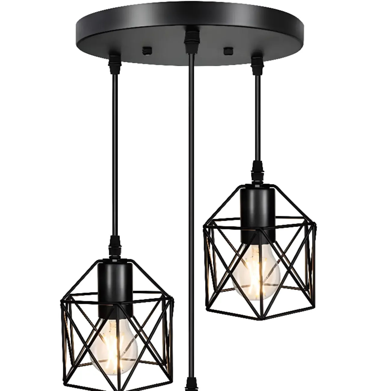 Suspension industrielle noire à 1/3 lumière pour îlot de cuisine