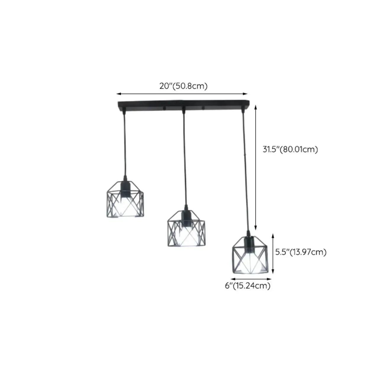 Suspension industrielle noire à 1/3 lumière pour îlot de cuisine