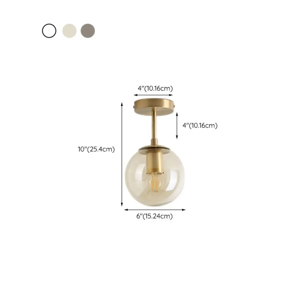 Plafonnier semi-encastré minimaliste en verre transparent globe