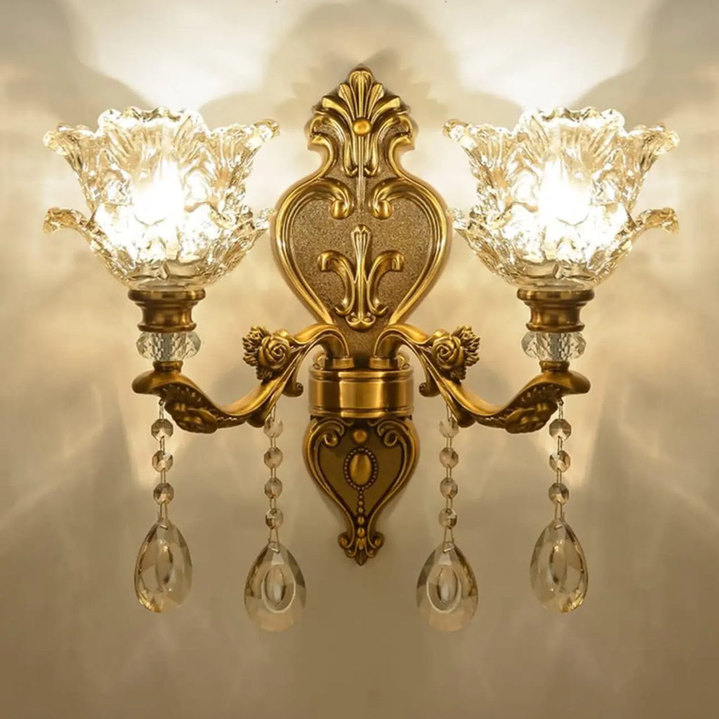 Applique da parete geometrica in ottone anticato per interni