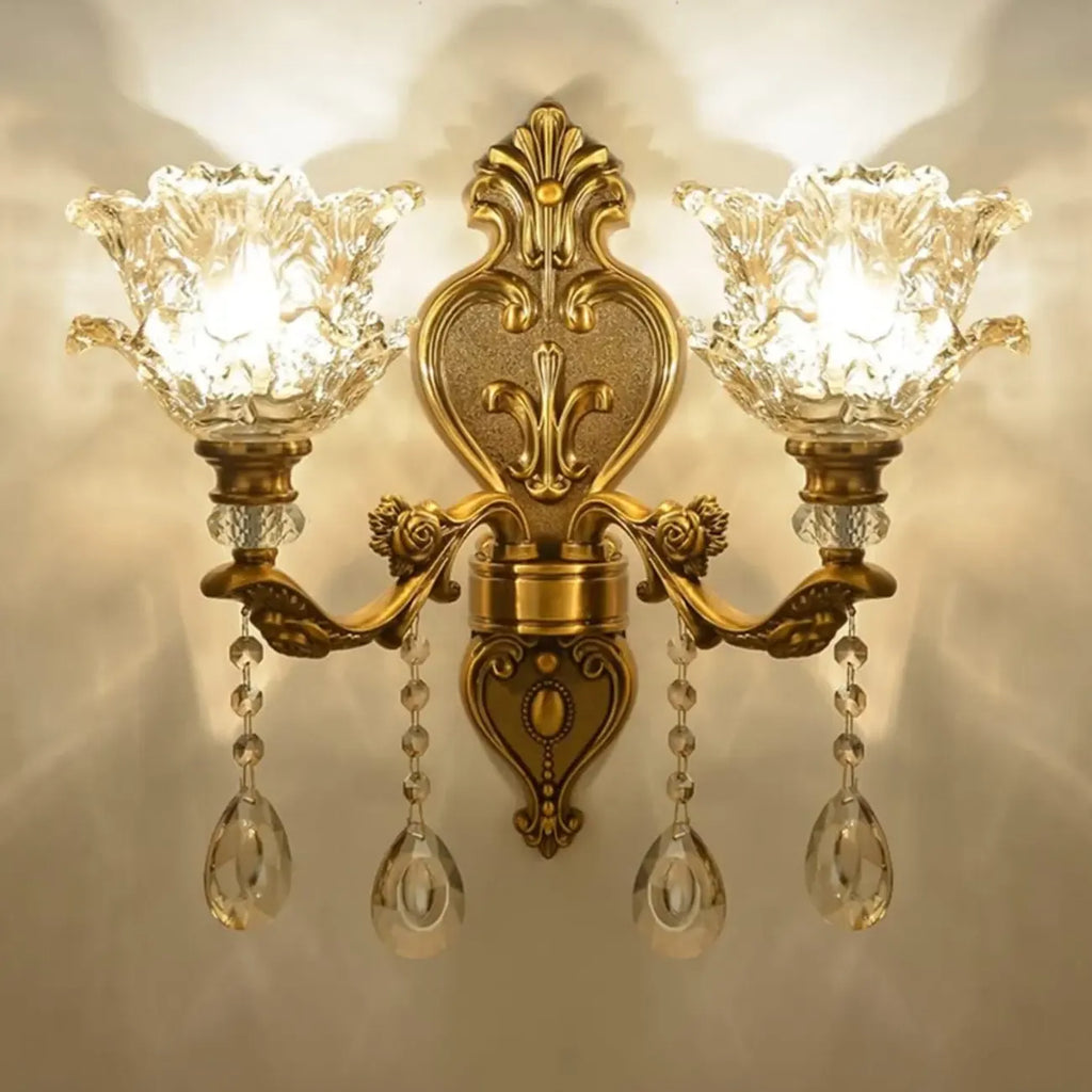 Applique da parete geometrica in ottone anticato per interni
