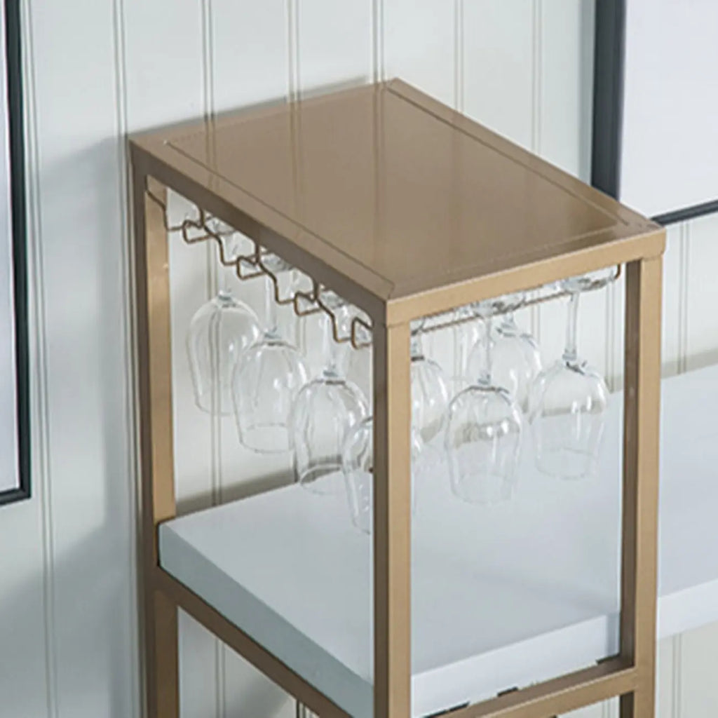 Tables de bar glamour blanches et dorées à 2 niveaux avec porte-verres à pied