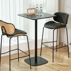 Table de bar carrée minimaliste noire avec piètement en métal pour 2 places