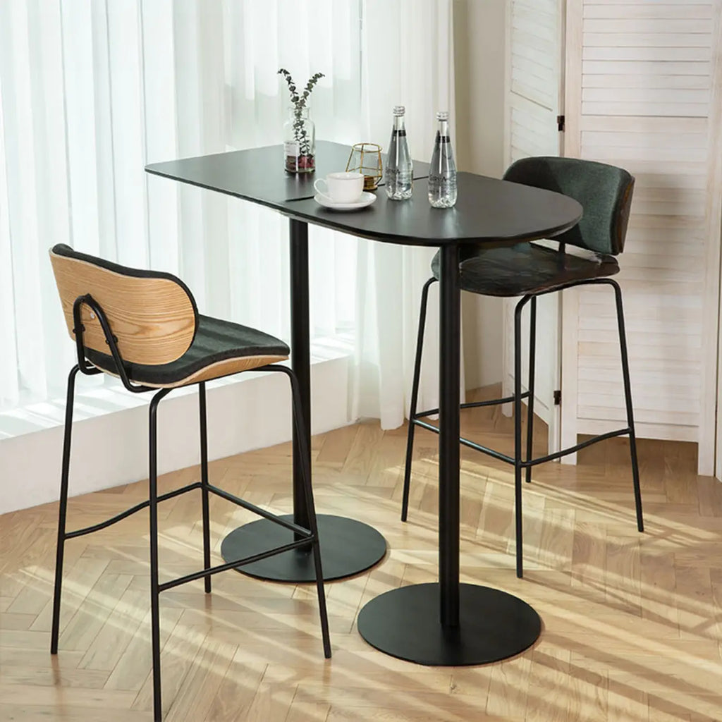 Table de bar carrée minimaliste noire avec piètement en métal pour 2 places