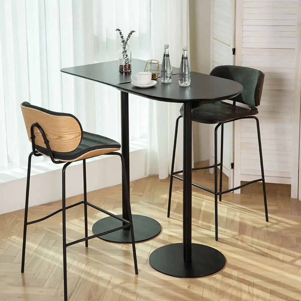 Table de bar carrée minimaliste noire avec piètement en métal pour 2 places