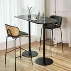 Table de bar carrée minimaliste noire avec piètement en métal pour 2 places