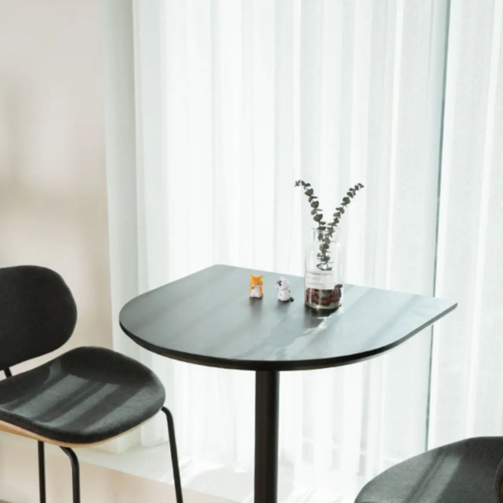 Table de bar carrée minimaliste noire avec piètement en métal pour 2 places