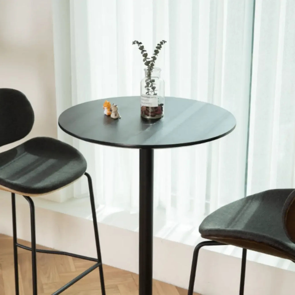 Table de bar carrée minimaliste noire avec piètement en métal pour 2 places
