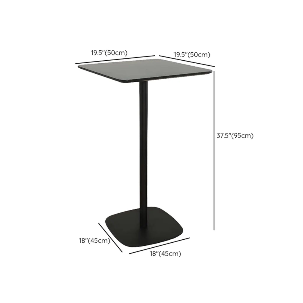 Table de bar carrée minimaliste noire avec piètement en métal pour 2 places