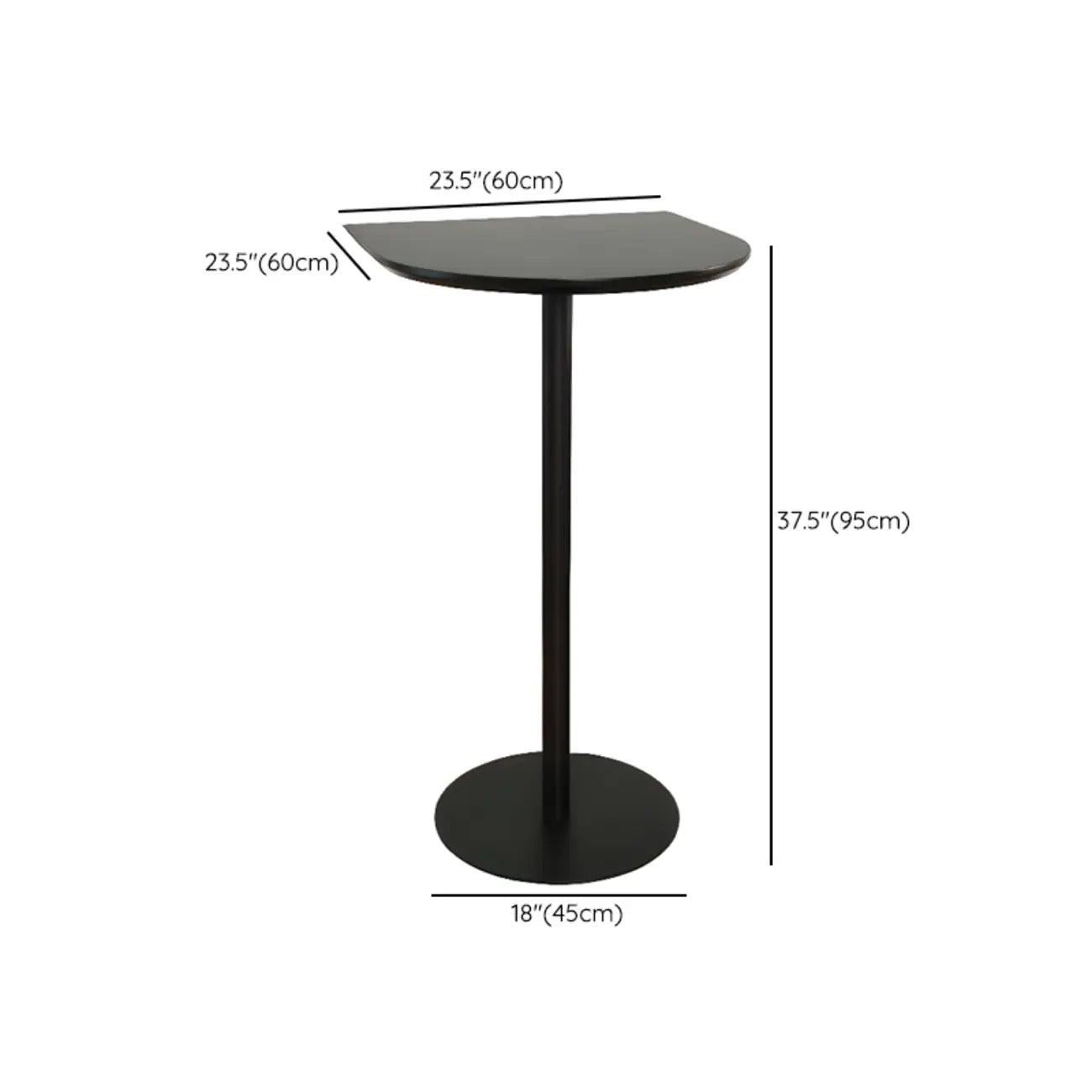 Table de bar carrée minimaliste noire avec piètement en métal pour 2 places