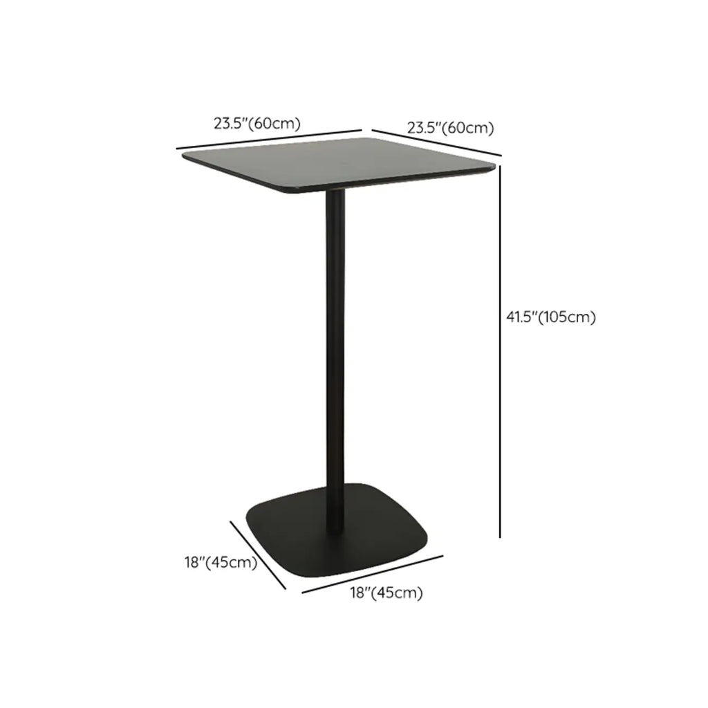 Table de bar carrée minimaliste noire avec piètement en métal pour 2 places
