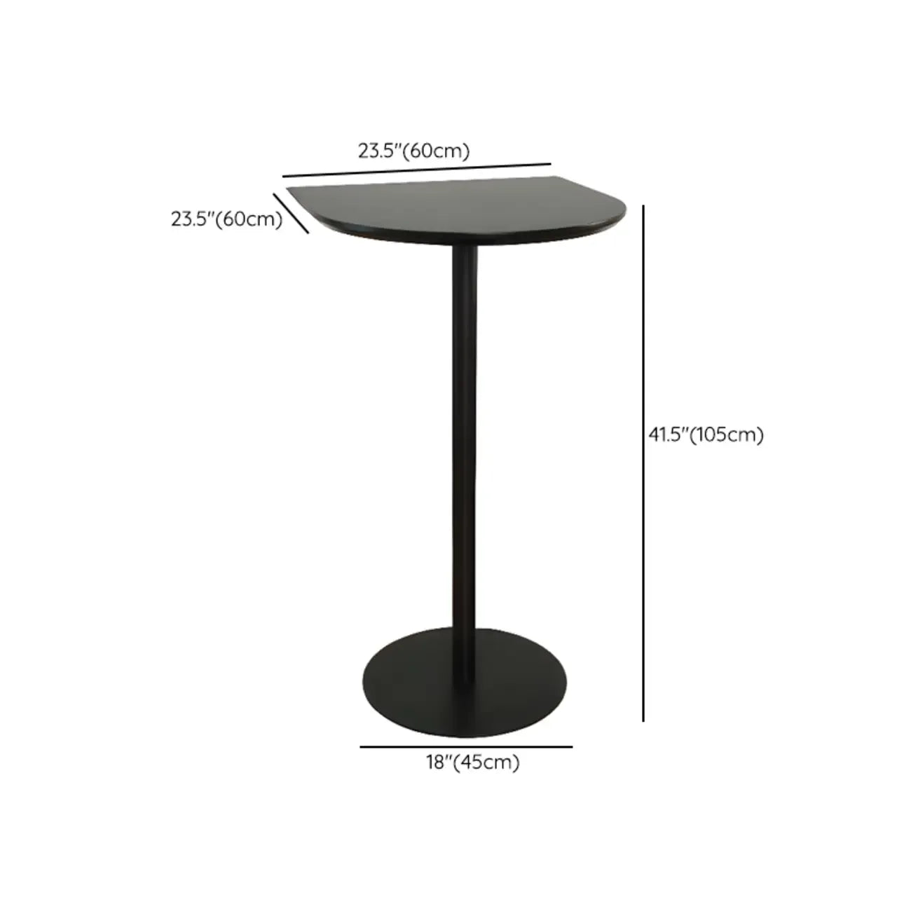Table de bar carrée minimaliste noire avec piètement en métal pour 2 places