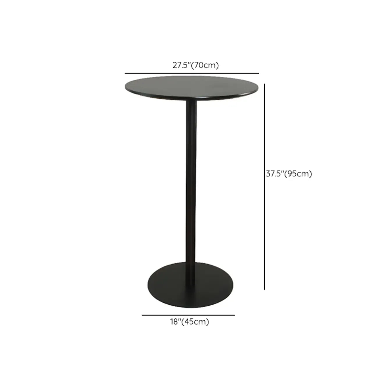 Table de bar carrée minimaliste noire avec piètement en métal pour 2 places
