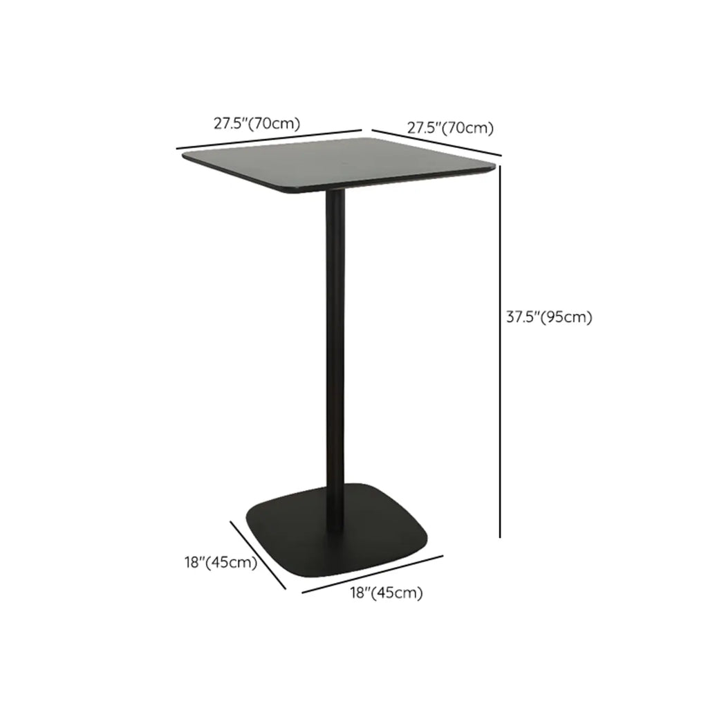 Table de bar carrée minimaliste noire avec piètement en métal pour 2 places