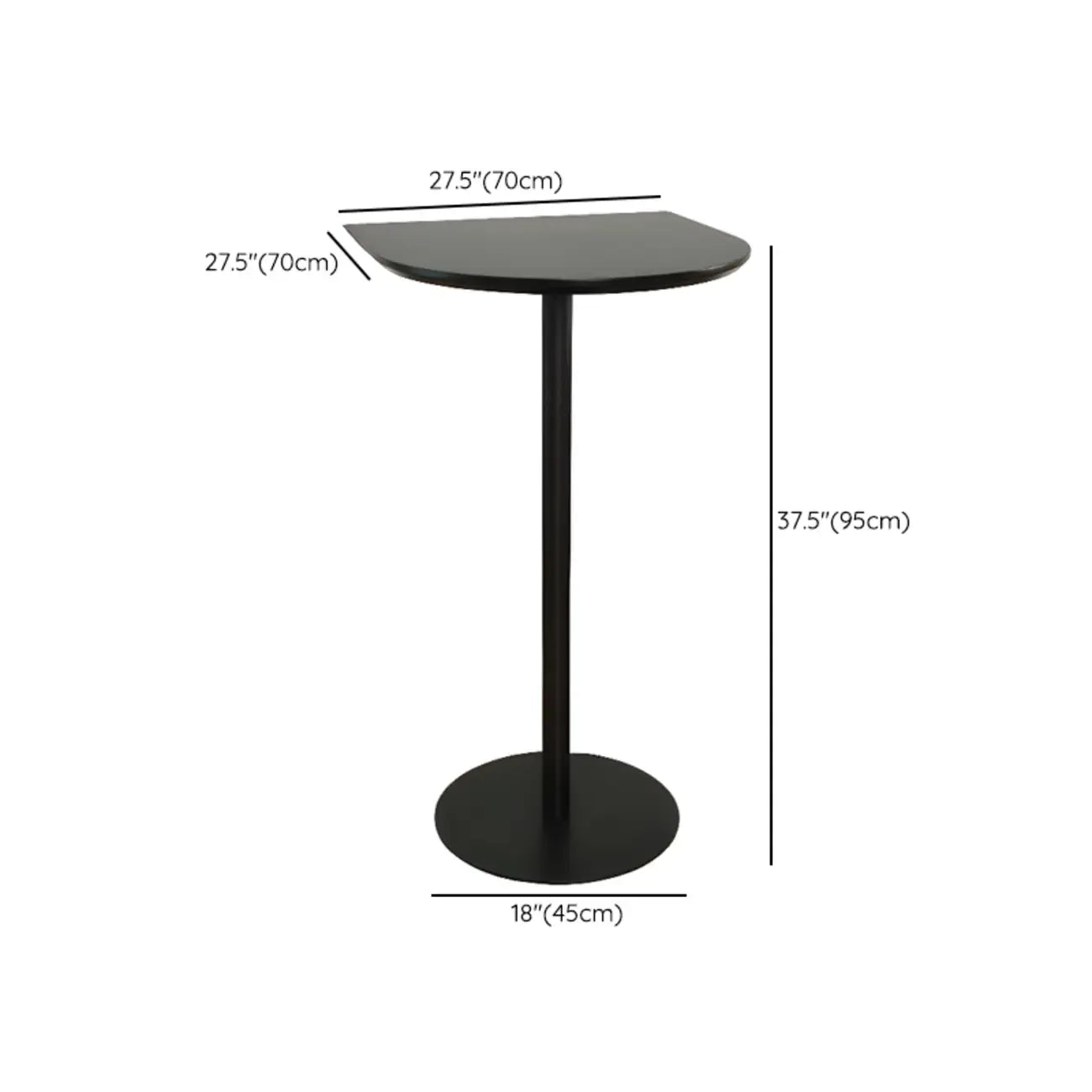 Table de bar carrée minimaliste noire avec piètement en métal pour 2 places
