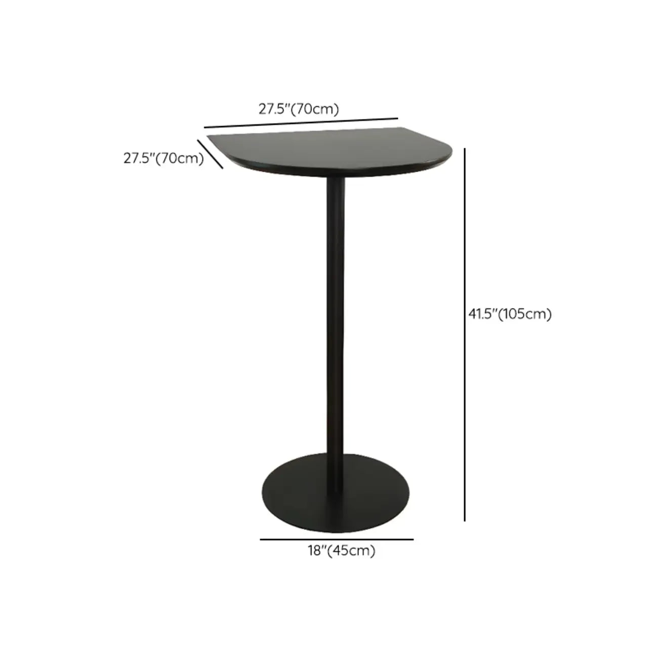 Table de bar carrée minimaliste noire avec piètement en métal pour 2 places