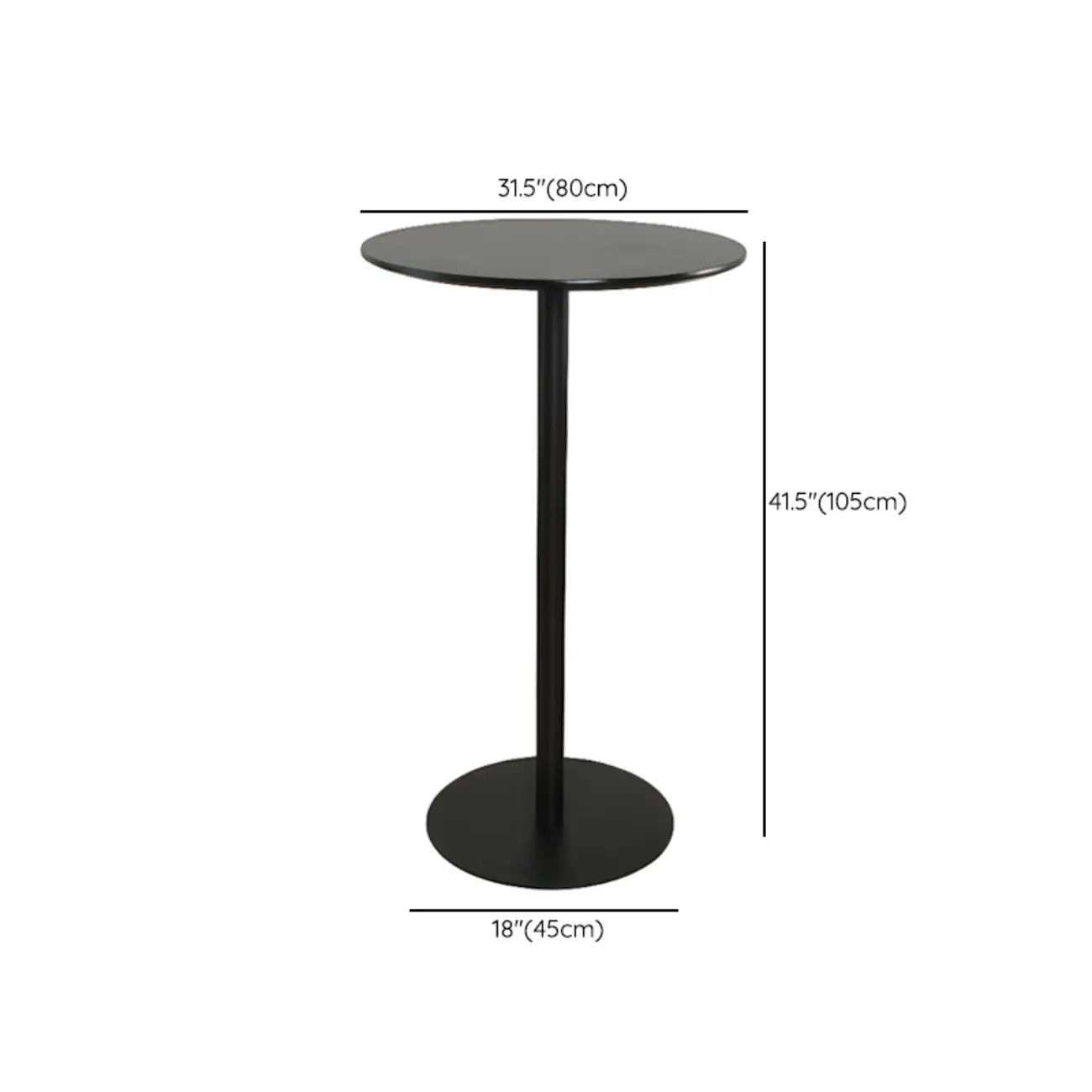 Table de bar carrée minimaliste noire avec piètement en métal pour 2 places