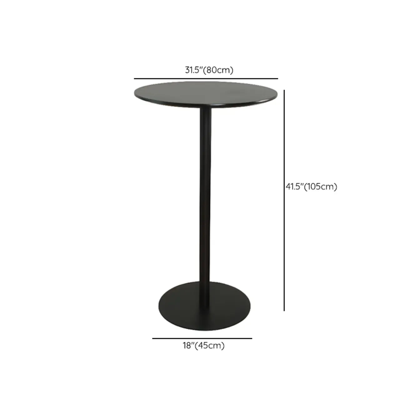 Table de bar carrée minimaliste noire avec piètement en métal pour 2 places