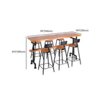 Tables de bar industrielles en bois brun avec plateau fixe et pieds en métal