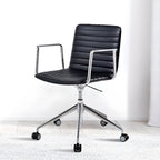 Chaise de bureau pivotante réglable en cuir noir et métal, moderne et élégante