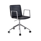 Chaise de bureau pivotante réglable en cuir noir et métal, moderne et élégante