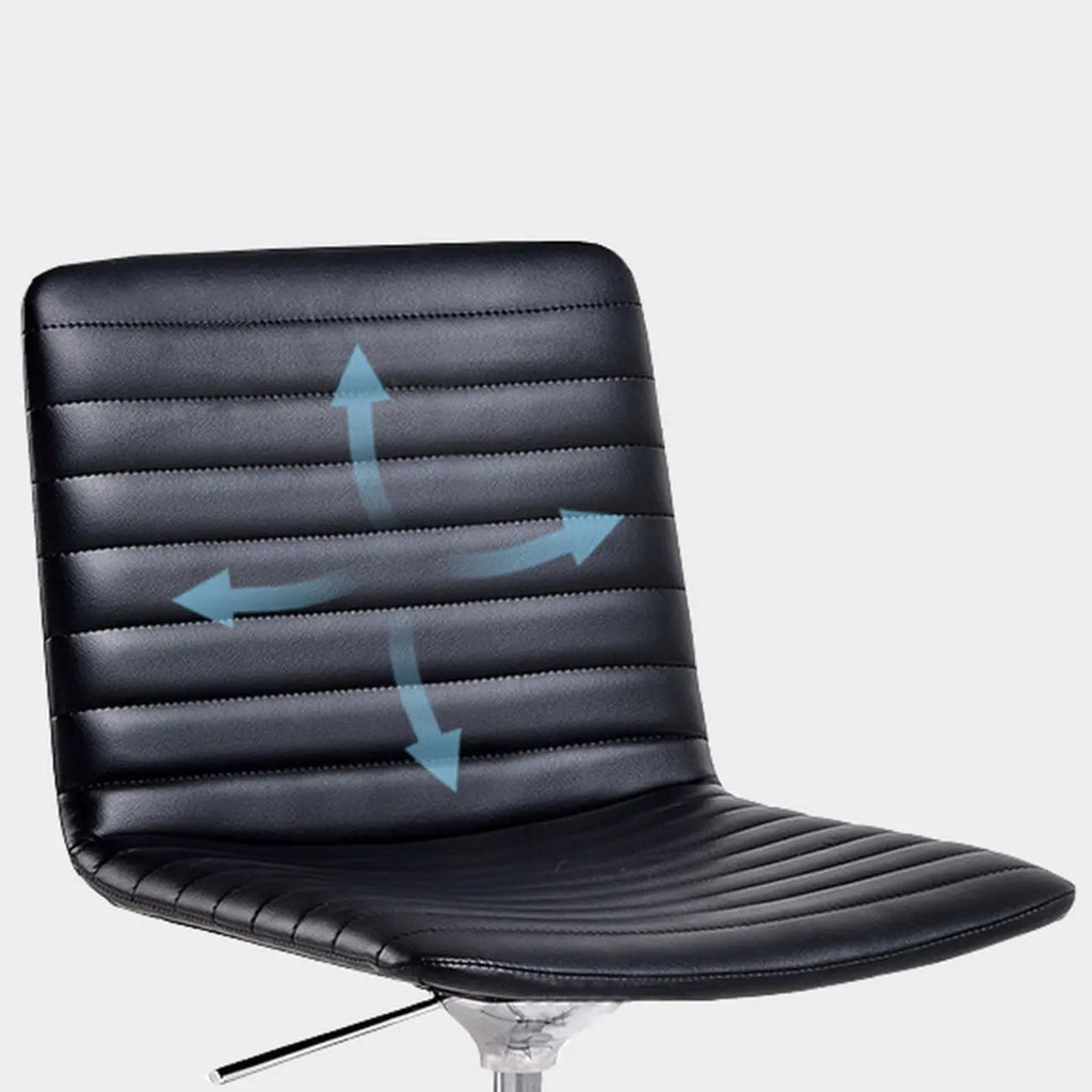 Chaise de bureau pivotante réglable en cuir noir et métal, moderne et élégante