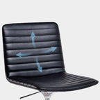 Chaise de bureau pivotante réglable en cuir noir et métal, moderne et élégante