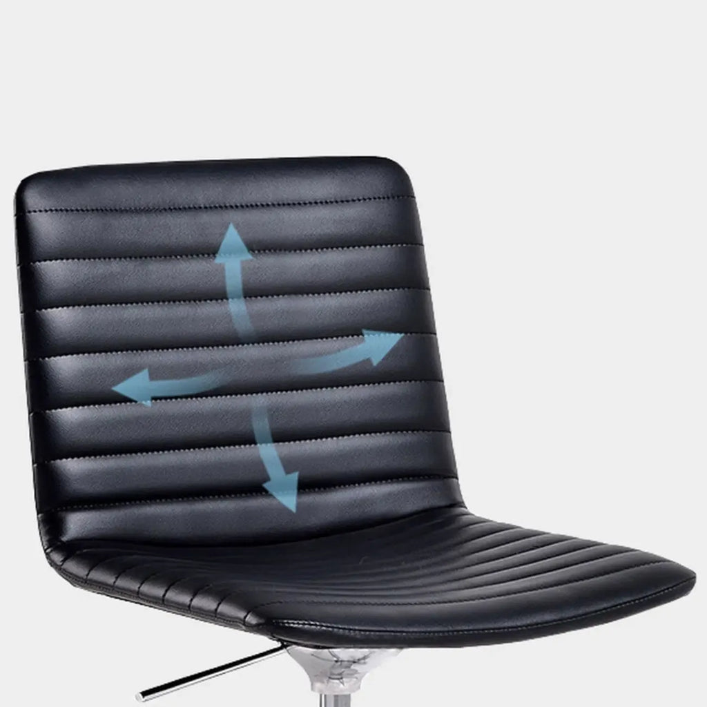 Chaise de bureau pivotante réglable en cuir noir et métal, moderne et élégante