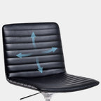 Chaise de bureau pivotante réglable en cuir noir et métal, moderne et élégante