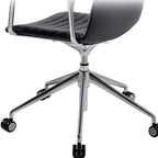 Chaise de bureau pivotante réglable en cuir noir et métal, moderne et élégante