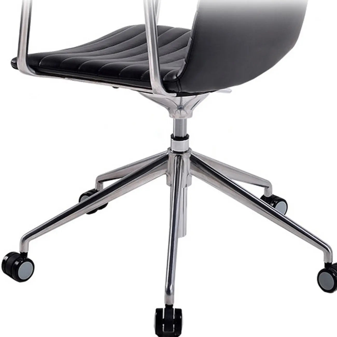 Chaise de bureau pivotante réglable en cuir noir et métal, moderne et élégante