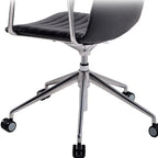 Chaise de bureau pivotante réglable en cuir noir et métal, moderne et élégante