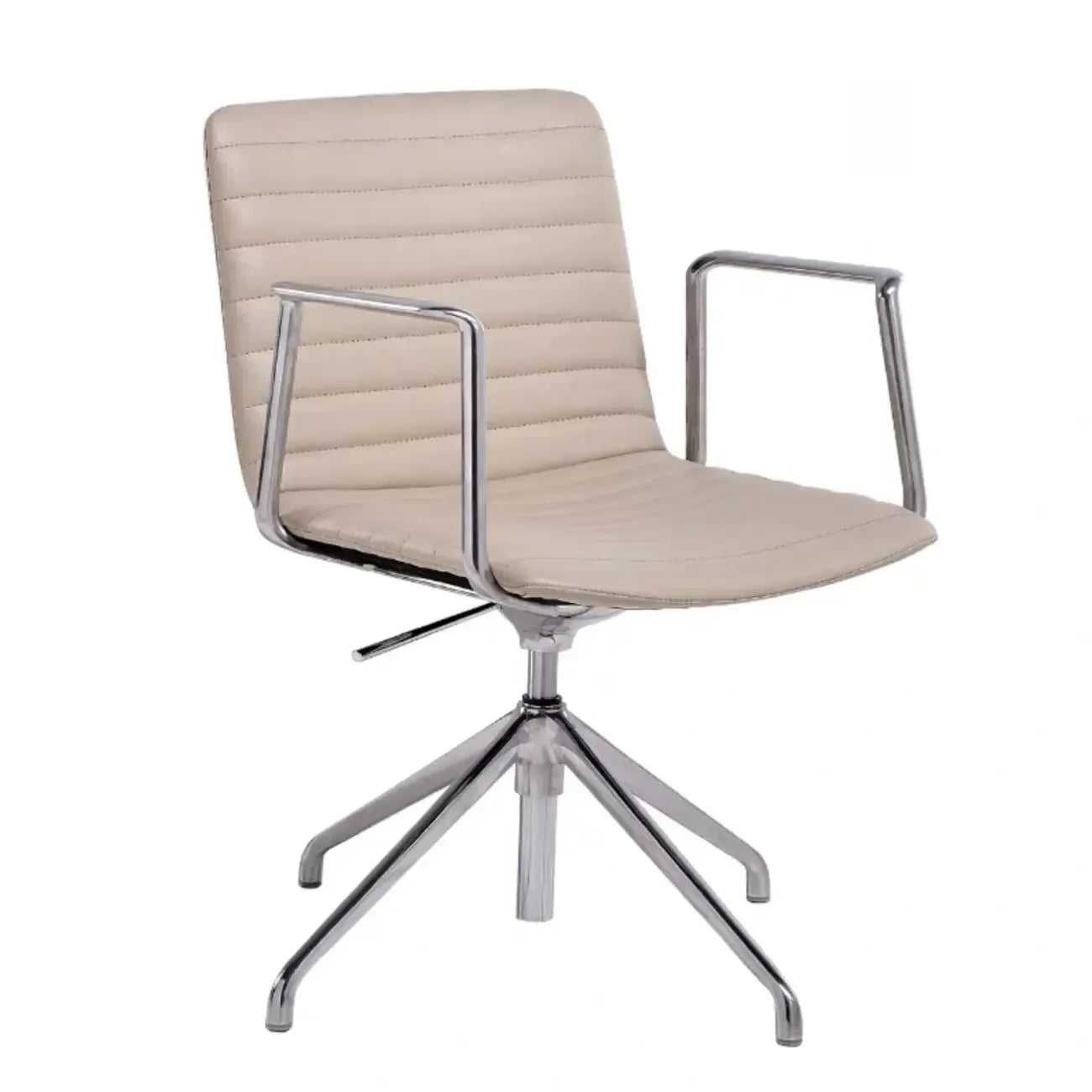 Chaise de bureau pivotante réglable en cuir noir et métal, moderne et élégante