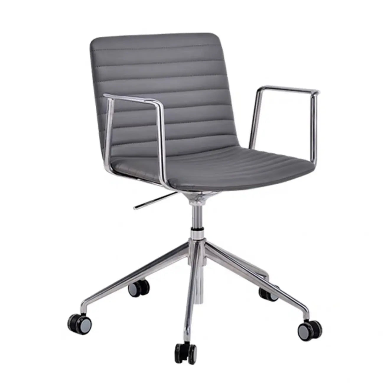 Chaise de bureau pivotante réglable en cuir noir et métal, moderne et élégante