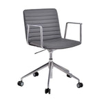 Chaise de bureau pivotante réglable en cuir noir et métal, moderne et élégante