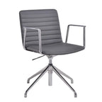 Chaise de bureau pivotante réglable en cuir noir et métal, moderne et élégante