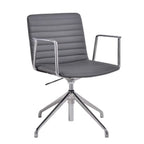 Chaise de bureau pivotante réglable en cuir noir et métal, moderne et élégante