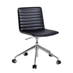 Chaise de bureau pivotante réglable en cuir noir et métal, moderne et élégante