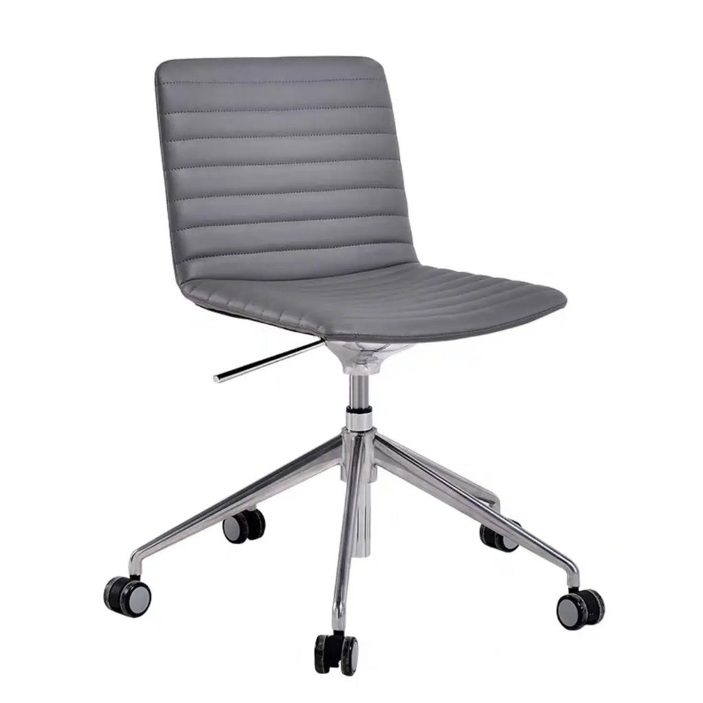 Chaise de bureau pivotante réglable en cuir noir et métal, moderne et élégante