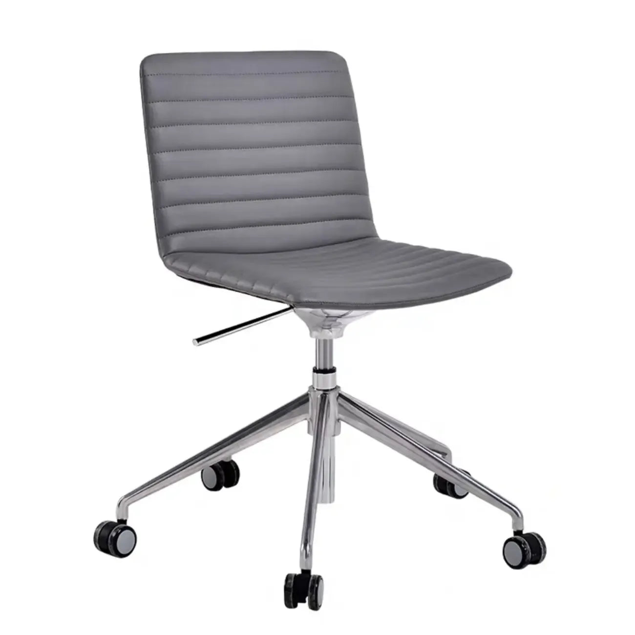 Chaise de bureau pivotante réglable en cuir noir et métal, moderne et élégante
