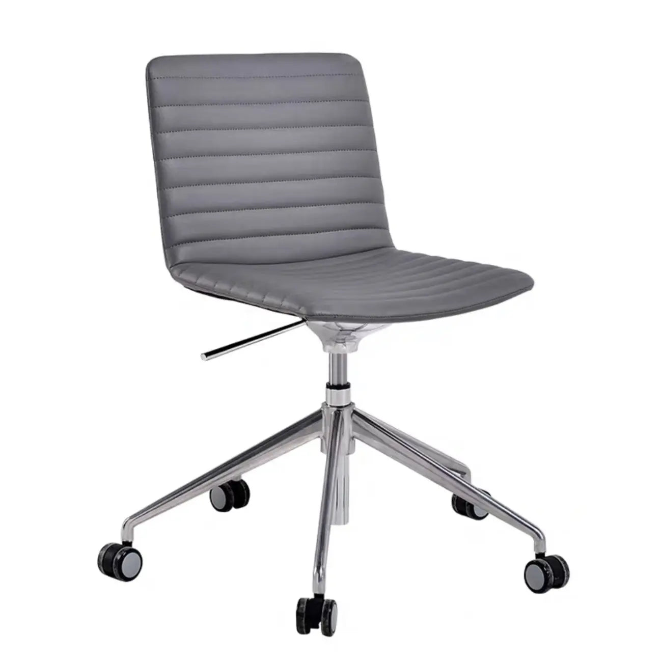 Chaise de bureau pivotante réglable en cuir noir et métal, moderne et élégante