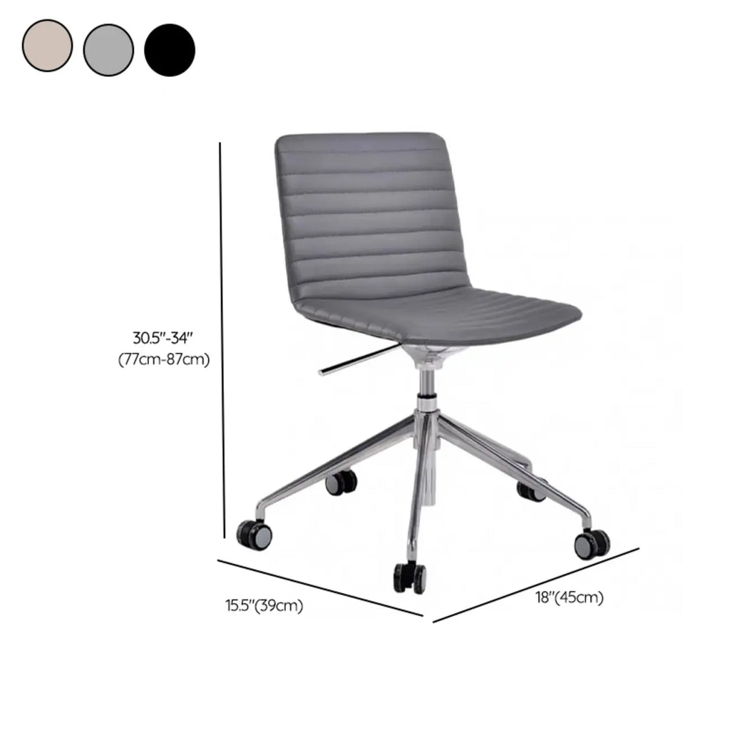 Chaise de bureau pivotante réglable en cuir noir et métal, moderne et élégante
