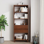 Libreria in legno da 170 cm versatile con 2 cassetti e schienale aperto