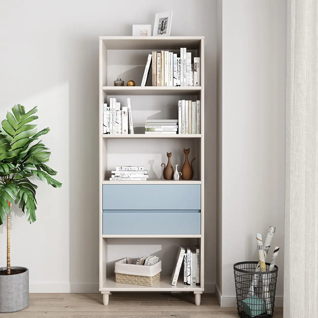 Libreria in legno da 170 cm versatile con 2 cassetti e schienale aperto