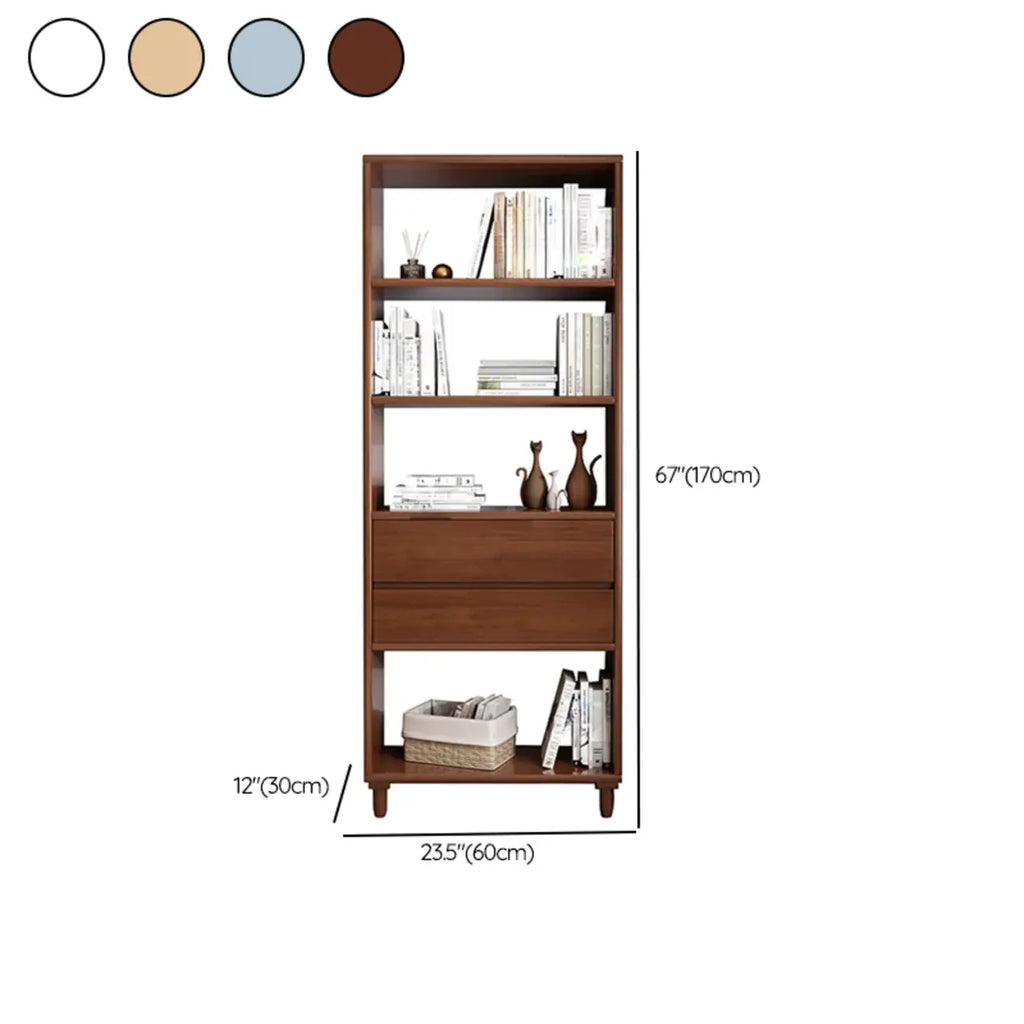 Libreria in legno da 170 cm versatile con 2 cassetti e schienale aperto